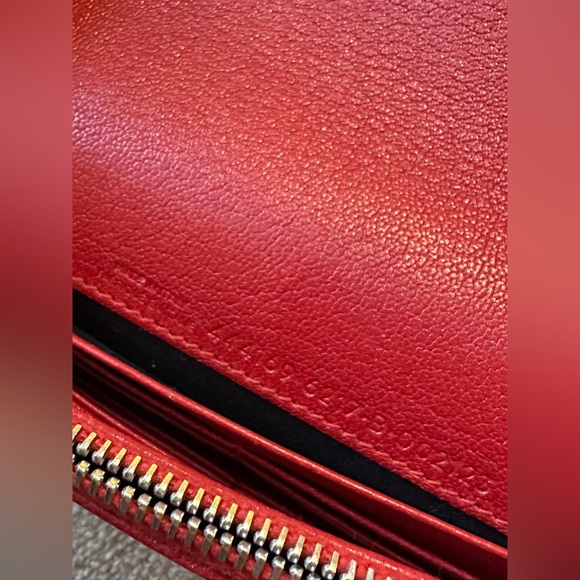 Balenciaga Red Lambskin Leather Metallic Edge Wallet On Chain Bag - Picture 14 of 14